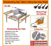 Table multifonction pour le travail du bois - Scie circulaire/scie à panneaux SY-80 - Structure pliante - Table de coupe avec double rail de précision - Plan de travail en acier inoxydable 304 - Capac