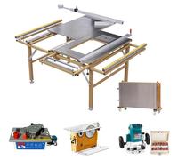 Table multifonction pour le travail du bois - Scie circulaire SY-80 - Pliable, peu poussiéreuse - Table coulissante de 120x100 cm - Plateau en acier inoxydable 304 - Guide double de précision - Couleu