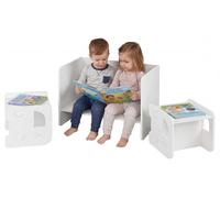 Table multifonctionnelle COSTWAY 6 en 1 pour enfants, ensemble table et chaise pour enfants avec tableau et étagère, table de dessin avec espace de rangement, table de jeux, ensemble de sièges pour en