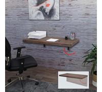 Table murale HWC-H48, table pliante murale en bois massif 100x50cm brun miteux