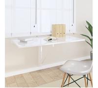 vidaXL Table murale pliable flottante suspendue Blanc brillant 100x60x56 cm Bois d'ingénierie