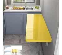 Table murale pliable - Bureau de cuisine compact peu encombrant, finition piano facile à nettoyer, joli bureau d'écriture et d'étude, 4 couleurs disponibles (120 x 50 cm, jaune)