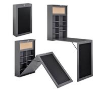 Table murale pliable bureau mural rabattable MDF 156 cm gris 03_0004359