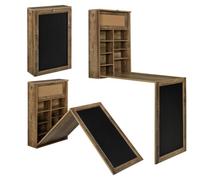 Table murale pliable bureau mural rabattable MDF 156 cm marron noir 03_0004358