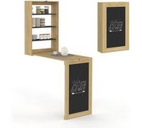 Table Murale Pliable Macchia Avec Étagères Et Tableau Craie 2 Personnes Bois Et Noir Noir