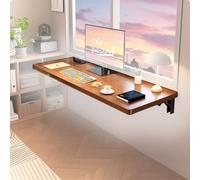 Table murale pliante multifonction - Bureau d'écriture et étagère de rangement, table d'appoint flottante pour cuisine, bureau, salle à manger, linge, bar (noyer, 99,1 x 40,6 cm)