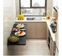 Table murale rabattable multifonctionnelle pour petit appartement - HOMEWELL - Noir - Pliable - 60x30x1.6cm