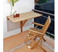 Table murale rabattable Teako Design Sondrio en teck massif 80 x 50 cm
