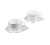 TABLE PASSION - COFFRET 2 TASSES + SOUS TASSES MAXI DEJEUNE 55 OUTTE PORCELAINE BLANCHE