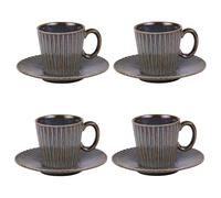 Table Passion Lot de 4 tasses à café Liv 22 cl avec sous-tasses en porcelaine bleue