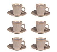 Table Passion - Coffret 6 tasses à café Liv - avec sous-tasses - Porcelaine Gris