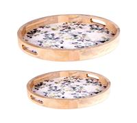 Table passion Plateau de service rond - Vert et beige