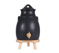 TABLE PASSION - Vinaigrier en grès gris 3,5l sur socle bois