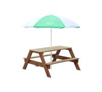 AXI Table pique-nique Nick – en bois, avec parasol, marron et noir, 95 x 97 x 48 cm
