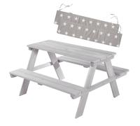 Table Pique-nique En Bois Massif 4 Places + 2 Coussins Gris / Motif Étoiles TU