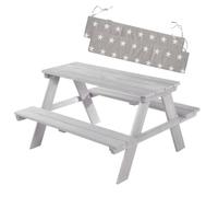 roba Ensemble de sièges d’extérieur pour Enfants Outdoor+ avec Coussins d’Assise - “Picknick for 4” - Salon de Jardin en Bois Massif résistant aux intempéries - 4 Places - Gris