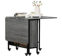 Table pliante de cuisine - HOMCOM - Extensible salle à manger sur roulettes jusqu'à 6 personnes - étagère intégrée - 6 roues - Gris