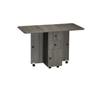 HOMCOM Table de Cuisine Pliable Table à Manger Pliante 2 Plateaux rabattables avec 2 tiroirs 1 Placard et 1 étagère de Rangement 120 x 60 x 76,5 cm - Gris foncé
