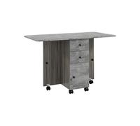 HOMCOM Table de cuisine pliable table à manger pliante 2 plateaux rabattables avec 2 tiroirs 1 placard et 1 étagère de rangement 120 x 60 x 76,5 cm - gris