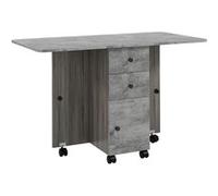 HOMCOM Table de cuisine pliable table à manger pliante 2 plateaux rabattables avec 2 tiroirs 1 placard et 1 étagère de rangement 120 x 60 x 76,5 cm - gris