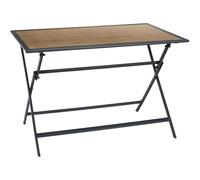 Table pliable en métal anthracite et effet bois Barcelone 110 x 70 cm.