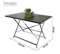 Table Pliable - SUNNY DAYS - MISTRAL - Métal Gris Anthracite - 110x70xH70cm - 4 personnes