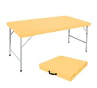 Table pliante - 125 cm, jaune clair - hauteur réglable et capacité de charge de 135 kg - avec poignée de transport