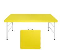 Table pliante - 125 cm, jaune - réglable en hauteur et capacité de charge de 135 kg