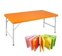 Table pliante - 125 cm, orange - réglable en hauteur et capacité de charge de 135 kg