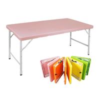 Table pliante - 125 cm, rose - réglable en hauteur et capacité de charge de 135 kg