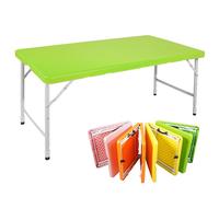 Table pliante - 125 cm, verte - réglable en hauteur et capacité de charge de 135 kg - avec poignée de transport