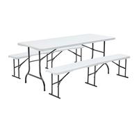 Table pliante 180 cm et 2 bancs pliables - Oviala REKKEM