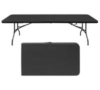 Table pliante - 244 cm, noire - pliable, avec poignée de transport et capacité de charge de 135 kg