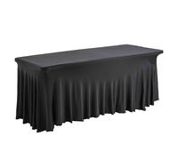 Table pliante 8 places et nappe drapée noire - Oviala