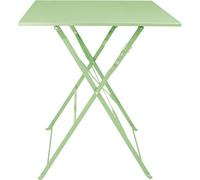 Table pliante carrée Bolero, style pavé, en acier vert clair, 600 mm
