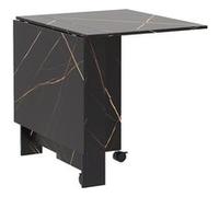 Table pliante cuisine 6 personnes 2 abattants 2 roues avec freins effet noir marbré Noir G