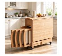 Table pliante cuisine, table a manger extensible avec chaise | Table à Manger Pliante Extensible sur roulettes 4 Personnes, pour Petits Espaces, Salle à Manger(Original wood)