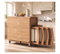 Table pliante cuisine, table a manger extensible avec chaise | Table à Manger Pliante Extensible sur roulettes 4 Personnes, Pour Un Salon D'appartement(Wooden)
