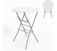 Table pliante d'appoint, hauteur 80 cm ou 110 cm, idéale pour le jardin et les fêtes. Structure en acier, forme ronde, pliable. Parfaite pour buffet, jardin, restauration, événements en extérieur