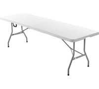 Table pliante de 2,4 mètres (8 pieds), design portable, se plie en deux parties avec poignée, table rectangulaire en plastique robuste pour une utilisation intérieure et extérieure, idéale pour les év