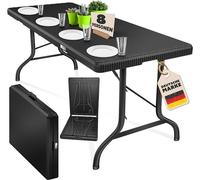 Table pliante de buffet, en plastique, imitation rotin, dimensions 183x76 cm. Table pliante pour camping, fêtes, jardin, terrasse et balcon, pour 6 personnes. Repliable, avec poignée de transport. Cou