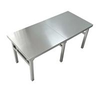 Table pliante en acier inoxydable, établi commercial, table utilitaire portable pliable pour cuisine, établi préparation des aliments barbecue plein air restaurant garage pliable deux(150x40x75cm)