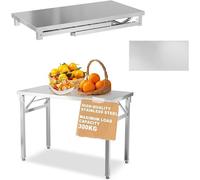 Table pliante en acier inoxydable modèle S, table de travail pliante, capacité de charge jusqu'à 300 kg, table de cuisine et de service, hygiénique et robuste, mobile pour la restauration, le traiteur