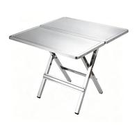 Table Pliante en Acier Inoxydable, Petite Desserte Portable Métallique | Camping pour Barbecue, Pique-Nique, Balcon, Jardin & Petit Espace, Poignée de Transport, Carrée 65x65 cm / Ronde 70 cm
