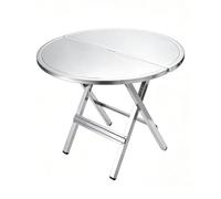 Table Pliante en Acier Inoxydable, Petite Desserte Portable Métallique | Camping pour Barbecue, Pique-Nique, Balcon, Jardin & Petit Espace, Poignée de Transport, Carrée 65x65 cm / Ronde 70 cm