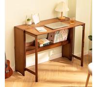 Table Pliante en Bambou Naturel - Bureau Extensible pour Petit Espace avec Huche - Convient pour l'Étude et le Travail (Marron 100cm/39.3in)