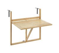 Table pliante en bambou pour balcon à accrocher - Beige - L 64 x H 65 x P 44 cm - Wenko