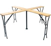 Table pliante en bois avec piètement en croix – table en bois robuste et pliable pour le jardin, la terrasse et le camping, table de brasserie de style classique