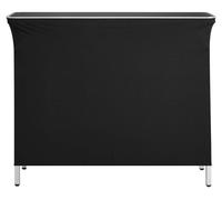 Table pliante et portable pour bar, dimensions 1100 x 385 x 885 mm, avec sac de transport, étagère de rangement et jupe amovible. Installation rapide et facile. Station de bar mobile et pliable, idéal