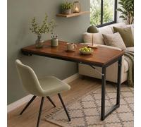 Table Pliante Gain de Place - Bureau Mural en Bois Massif | Table de salle à manger rabattable supportant jusqu'à 40 kg for travailler sur un ordinateur(Dark Brown,35.4*23.6*29.5in)